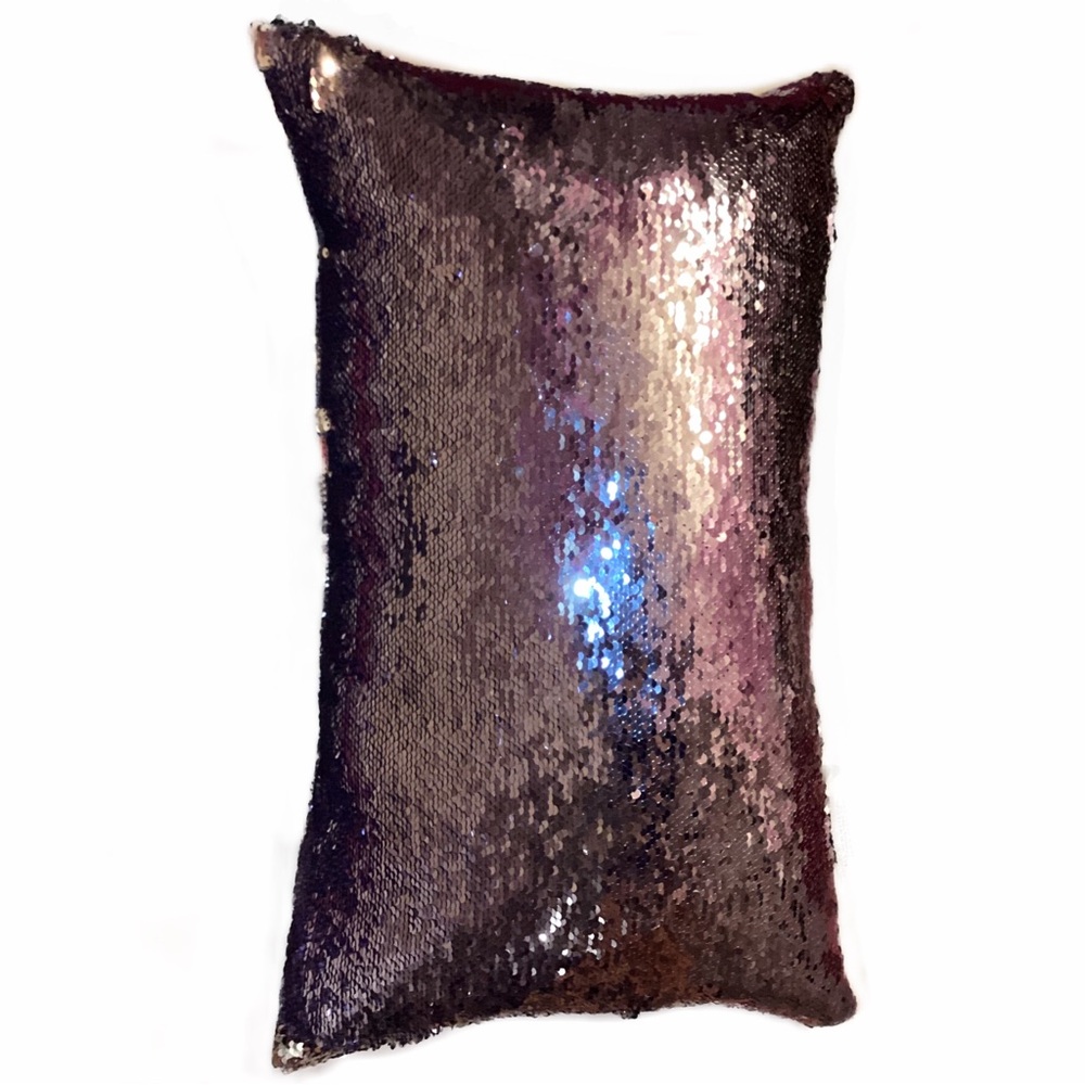 4/$15 🌻 Mermaid Sequin Reversible Decorative Throw Pillow Purple Silver 12 x 20